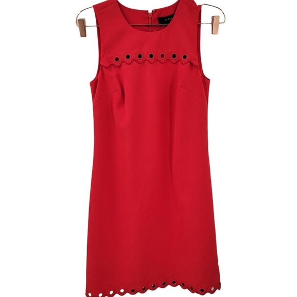 J.‎ Crew Red Grommet Sheath Dress 00 - Picture 1 of 7